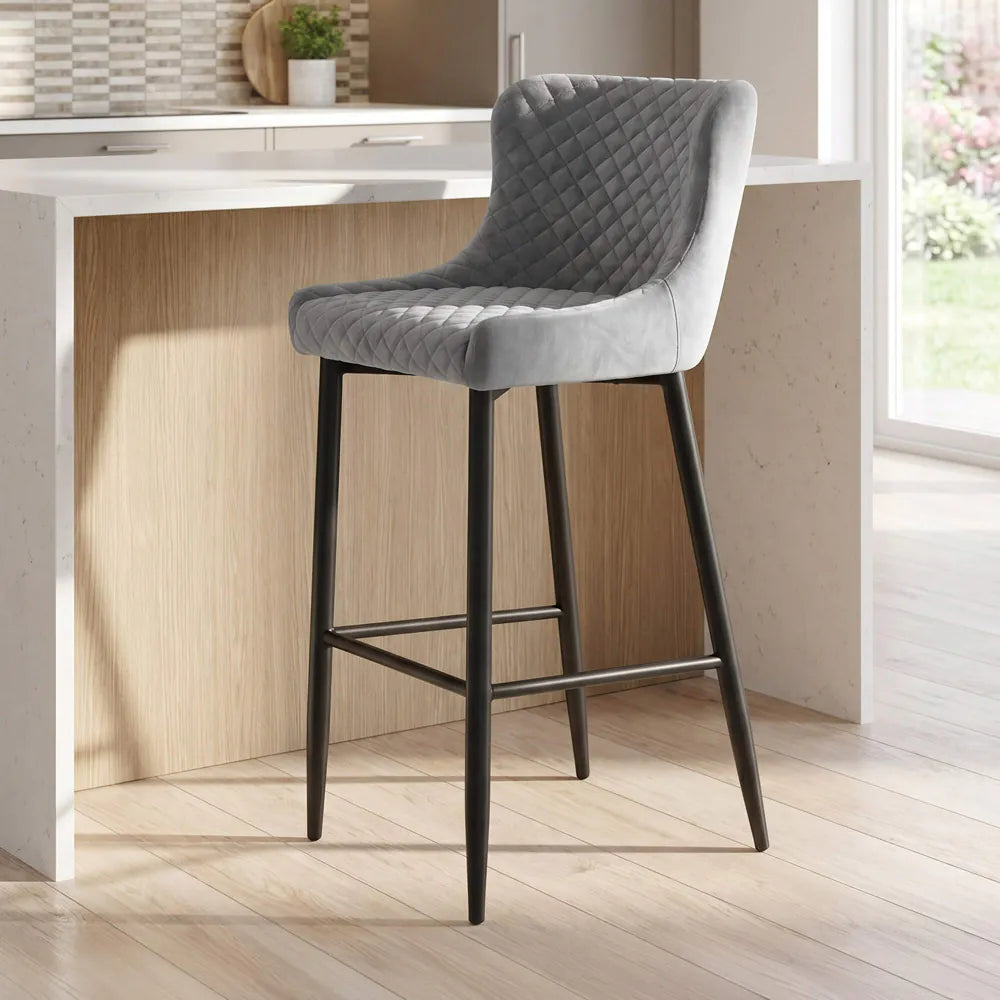Rivelle Grey Velvet Counter Bar Stool