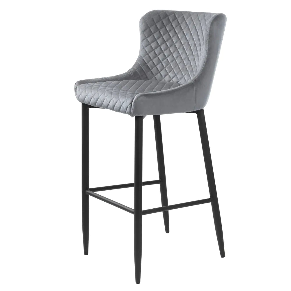 Rivelle Grey Velvet Counter Bar Stool